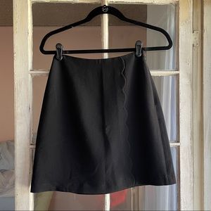 Club Monaco Black Short A-Line Scallop Skirt